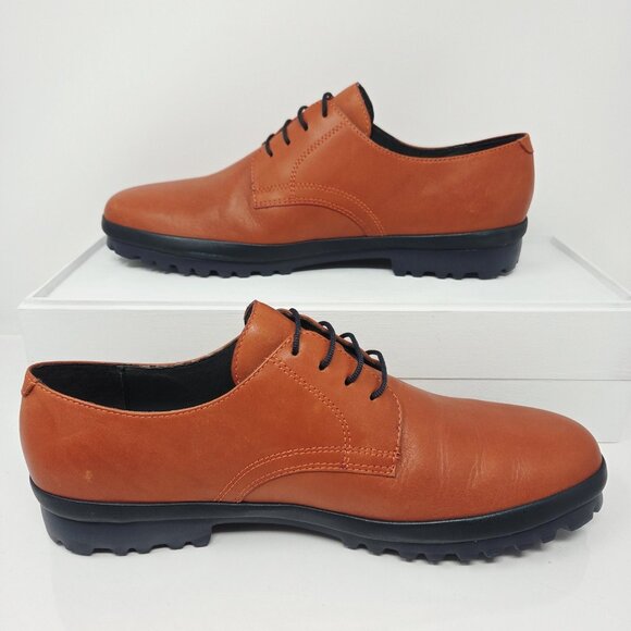 Camper Mens 44 US 10.5 Orange Dress Shoes Lace-Up Pegaso Blucher Oxford X Light